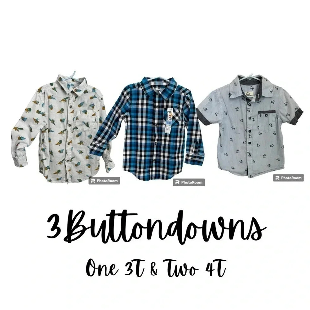 3 kids Button Down Shirts. Size 4T and 5T. Granimals NWT, Cat and Jack, and CD